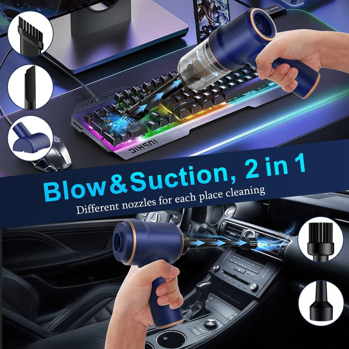 Powerful 9000Pa Handheld Car Vacuum Cleaner with LED Light & Multi-Nozzles - Perfect for Home, Office & Pet Clean-Up!
