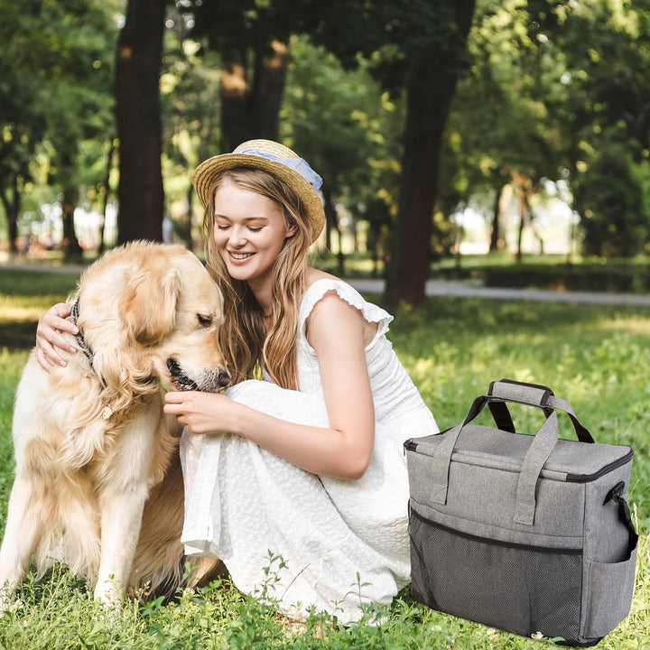 Ultimate Dog Travel Bag - Complete Cat and Dog Organizer with Pockets, Mat, 2 Food Containers & Collapsible Bowls by  (Gray)