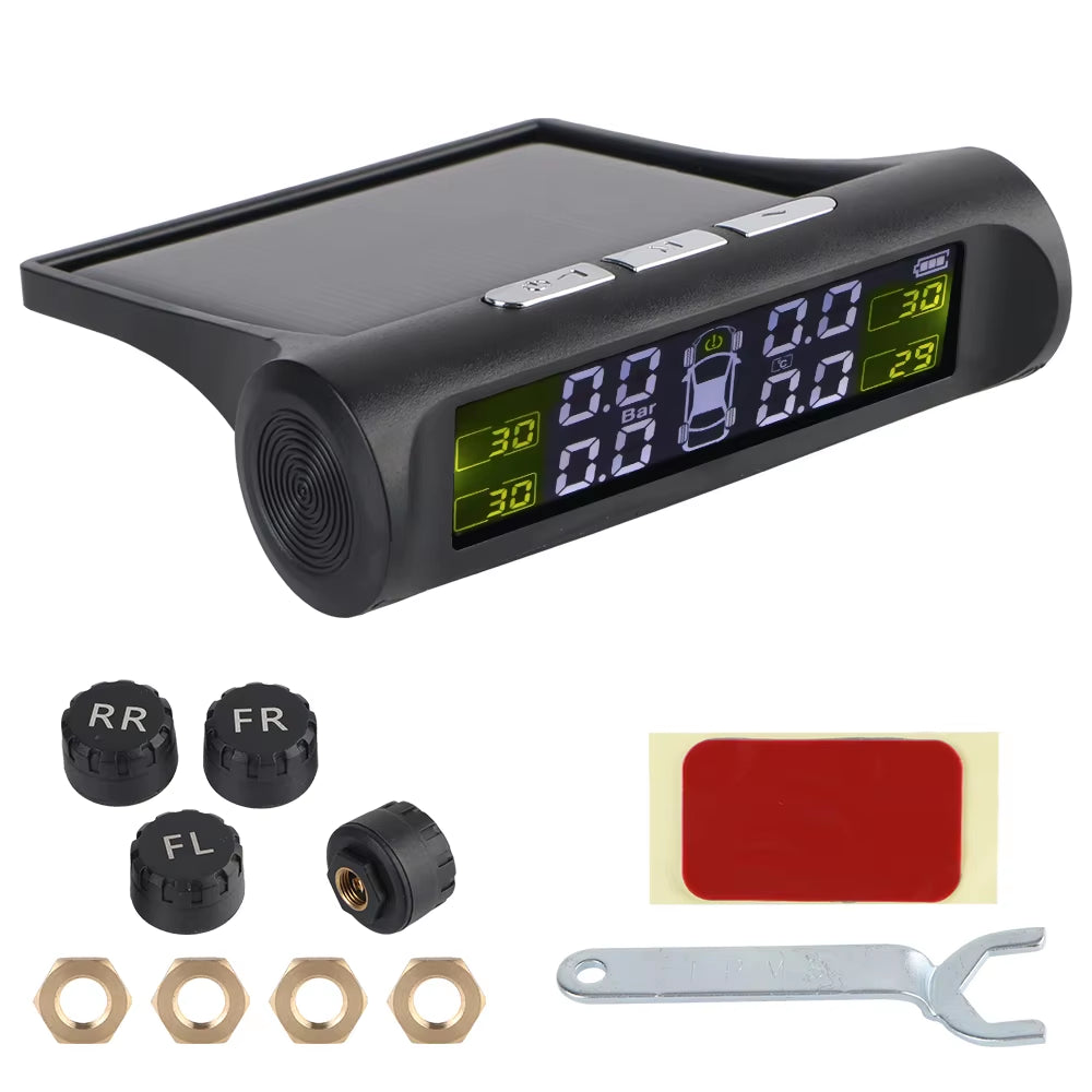 Revolutionary Tire Pressure Monitoring System with 4 External Sensors - Maximize Safety and Performance!