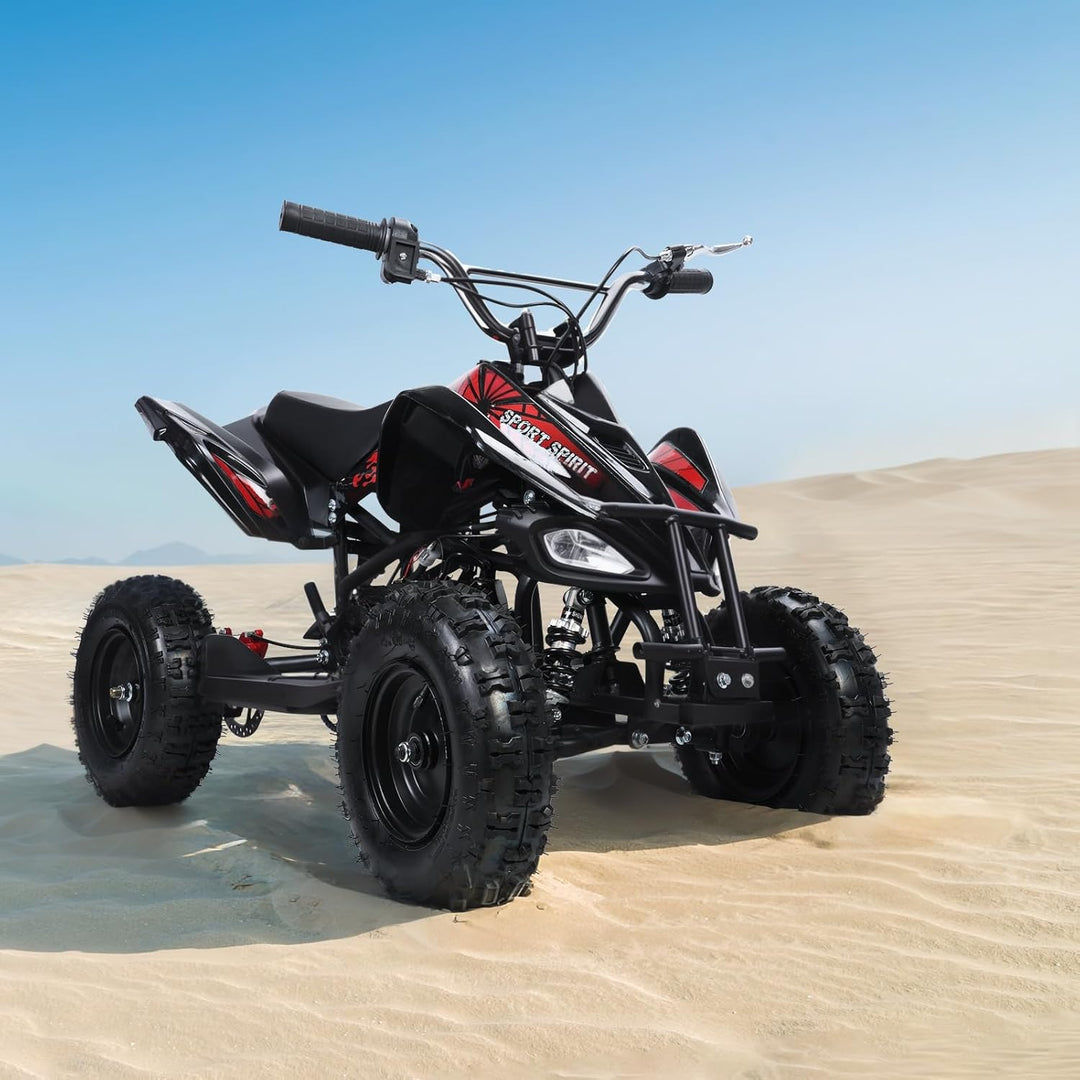 Gas-Powered 49Cc ATV Quad for Kids and Adults - Off-Road 4WD Ride-On Car for Beach Adventures - Perfect for Boys and Girls - Sleek Black Design