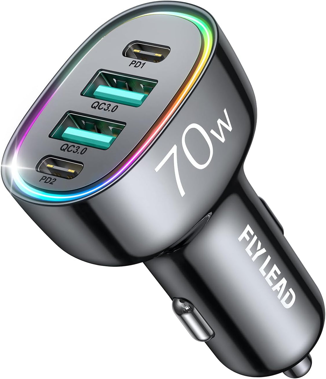 70W 4-Port USB C Car Charger - Fast Charging Cigarette Lighter Adapter for Family Travel & iPhone 16