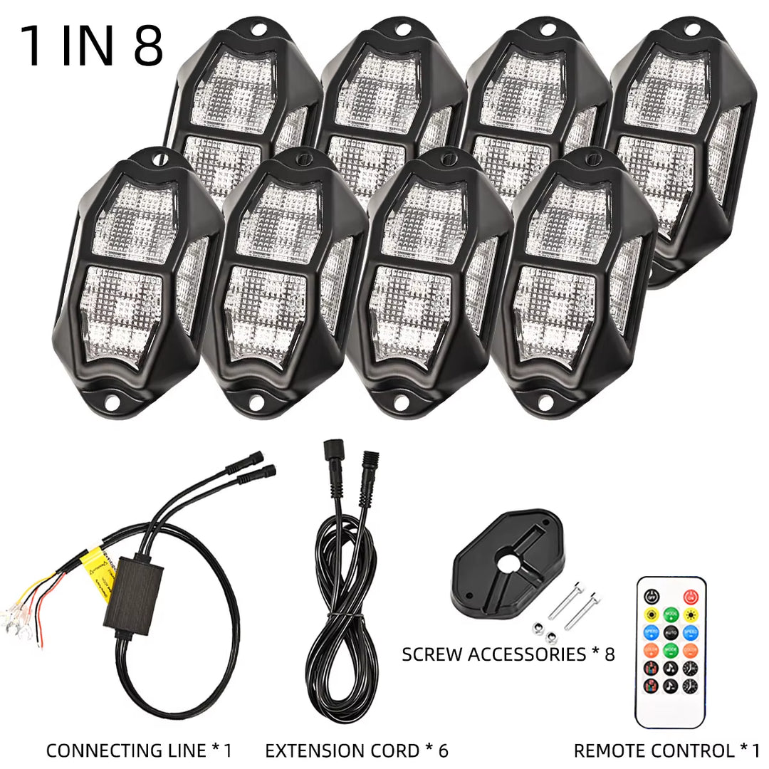 Vibrant LED Rock Lights - Transform Your Truck, SUV, or ATV with Stunning Ambient Illumination!