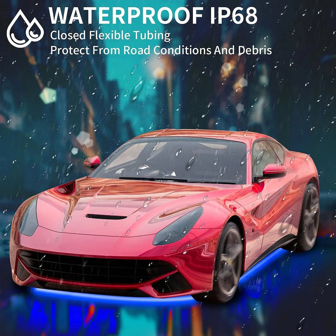 Vibrant Neon LED RGB Car Underglow Lights - Remote & App Control, Flexible Waterproof Underbody Strip for Stunning Car Decoration