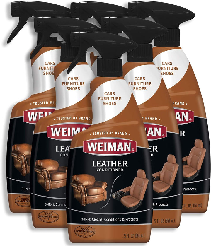 Premium Leather Conditioner & Cleaner - 6 Pack, 22 Oz - Restores & Protects Furniture, Car Seats, Shoes & More from Cracking & Fading